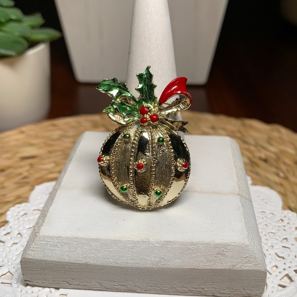 Vintage Steven Marc, Charming Holiday Ornament Brooch